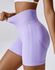 Basic hip lift high waist fit tight running yoga shorts