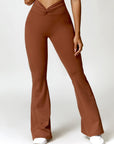 Basic pleated waist nude flare leggings