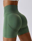 Basic hip lift high waist fit tight running yoga shorts