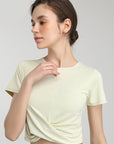 Basic crossed hem nude quick-drying breathable short sleeves