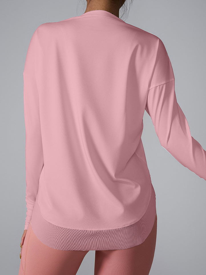 Basic loose breathable fast-dry patchwork long sleeves