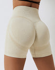 Basic hip lift high waist fit tight running yoga shorts