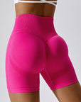 Basic hip lift high waist fit tight running yoga shorts