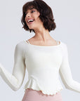 Basic brushed nude lace yoga long sleeves