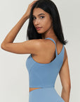 Basic nude Y-shaped back yoga tank tops