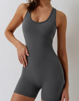 Basic Tight breathable one-piece wide strap yoga bodysuit