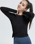 Basic ribbed tight irregular slit long sleeves