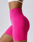 Basic hip lift high waist fit tight running yoga shorts