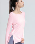 Basic ribbed tight irregular slit long sleeves