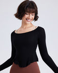 Basic brushed nude lace yoga long sleeves