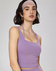 Basic fake two-piece halter neck tank tops with chest pads