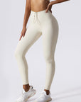 Basic drawstring nude fast-dry leggings