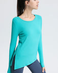 Basic ribbed tight irregular slit long sleeves