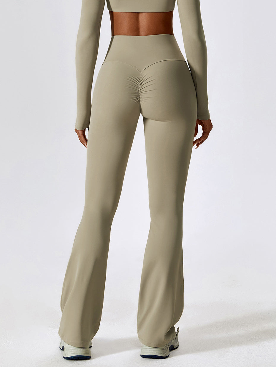 Basic nude butt lifting slim fit yoga flared pants