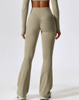 Basic nude butt lifting slim fit yoga flared pants