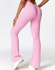 Basic peach hip-lifting yoga flare leggings