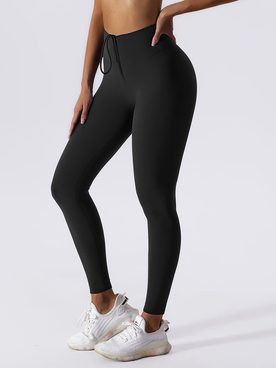 Basic drawstring nude fast-dry leggings