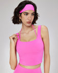 Basic fake two-piece halter neck tank tops with chest pads