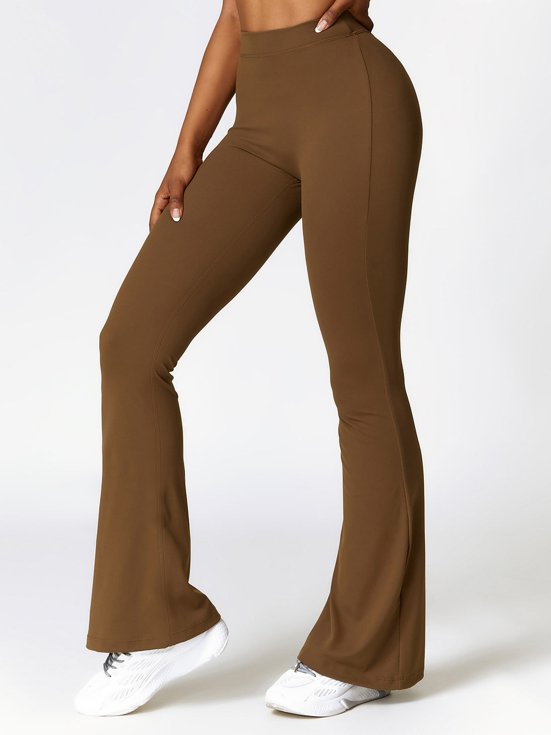 Basic peach hip-lifting yoga flare leggings