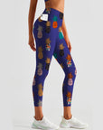 Fruit spliced pineapple print design leggings