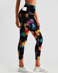 Abstract watercolor geometric splash dye leggings