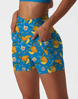 Fruit mango flower blue shorts