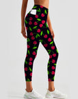 Fruit cherry red ripe berry leggings