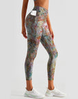 Botanical multicolor leaves leggings