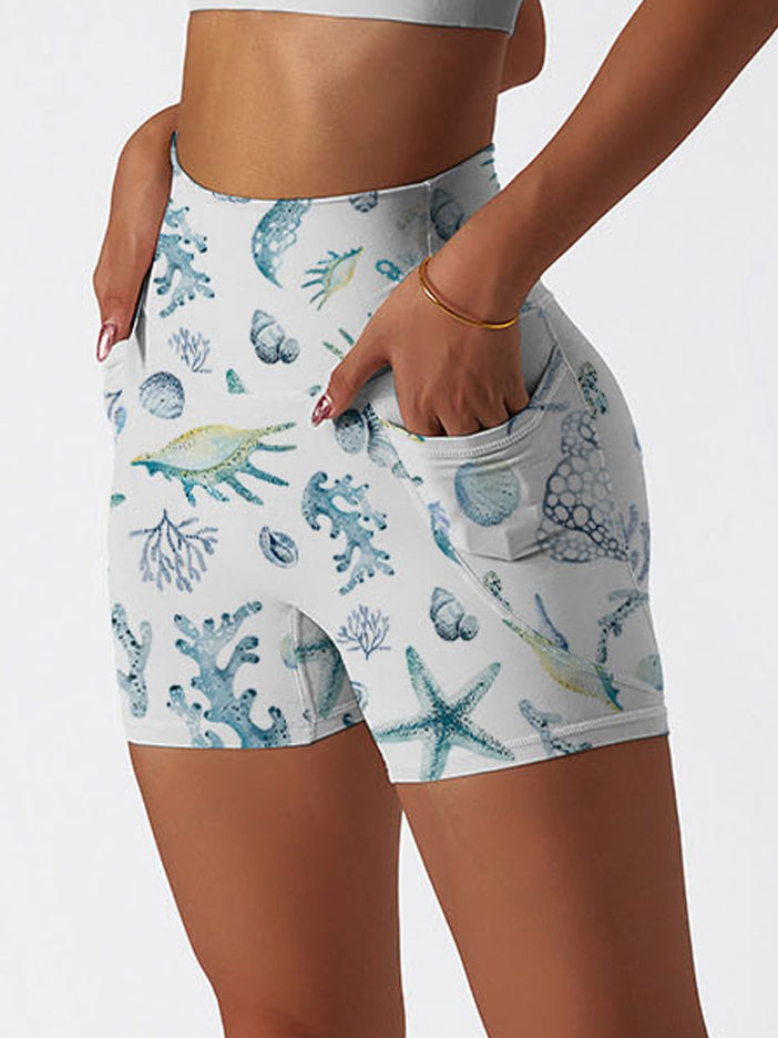 Ocean blue starfish coral shorts