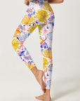 Fruit lemon turtle leaves yellow hand drawn sketch leggings