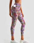 Ethnic colorful hand drawn paisley leggings