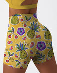 Fruit pineapple cherry yellow shorts