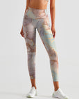 Gilt water ripple gold purple marble leggings