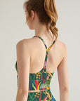 Botanical green leaves flower yoga tank tops