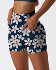 Flower white plumeria dark shorts