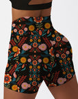 Flower colorful leaves design shorts