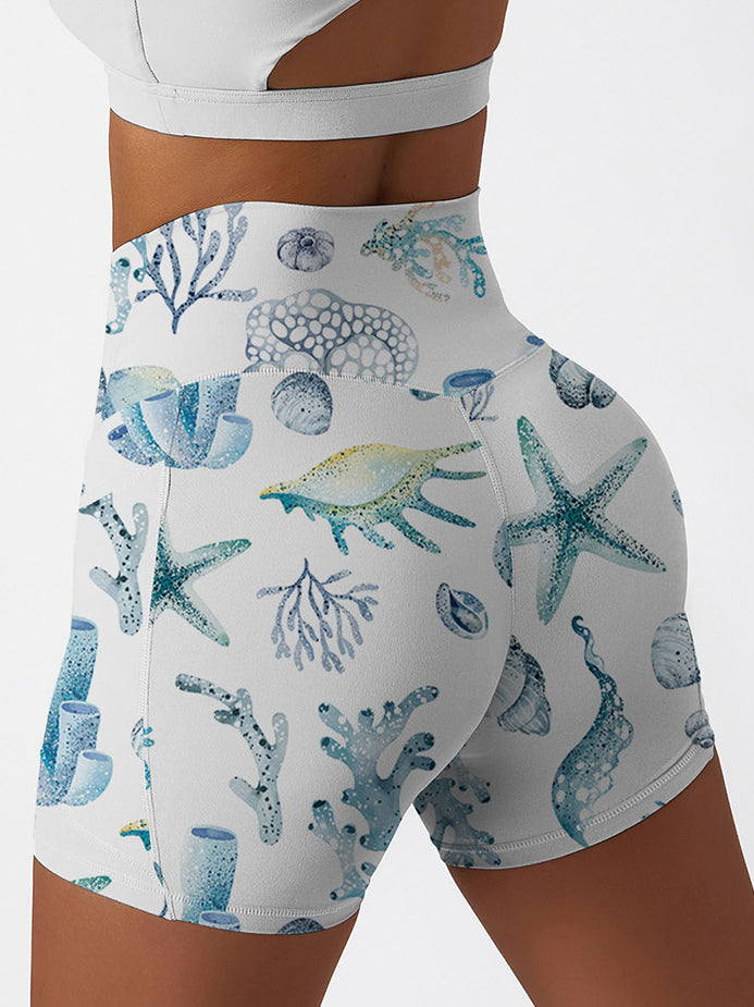 Ocean blue starfish coral shorts