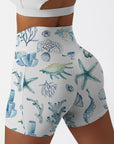 Ocean blue starfish coral shorts