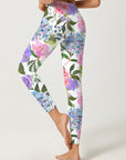 Flower hydrangea roses and leaves leggings