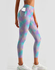 Botanical tie dye gradient leaf leggings