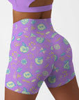 Fruit sliced apple purple shorts