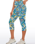 Flower big and small wildflower blue yoga capris