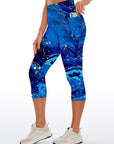 Water ripple blue abstract gilt tie dye capris