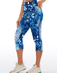 Abstract mixing blue tie dye water ripple capris