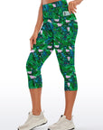 Animal watercolor green butterfly capris