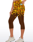 Botanical autumn falling maple leaves brown capris