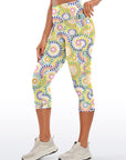 Colorful circular floral print capris