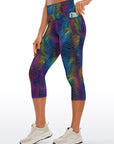 Colorful line printed technical capris