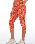 Flower abstract curly floral endless red capris