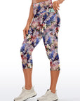 Flower magnolia peonies patchwork capris